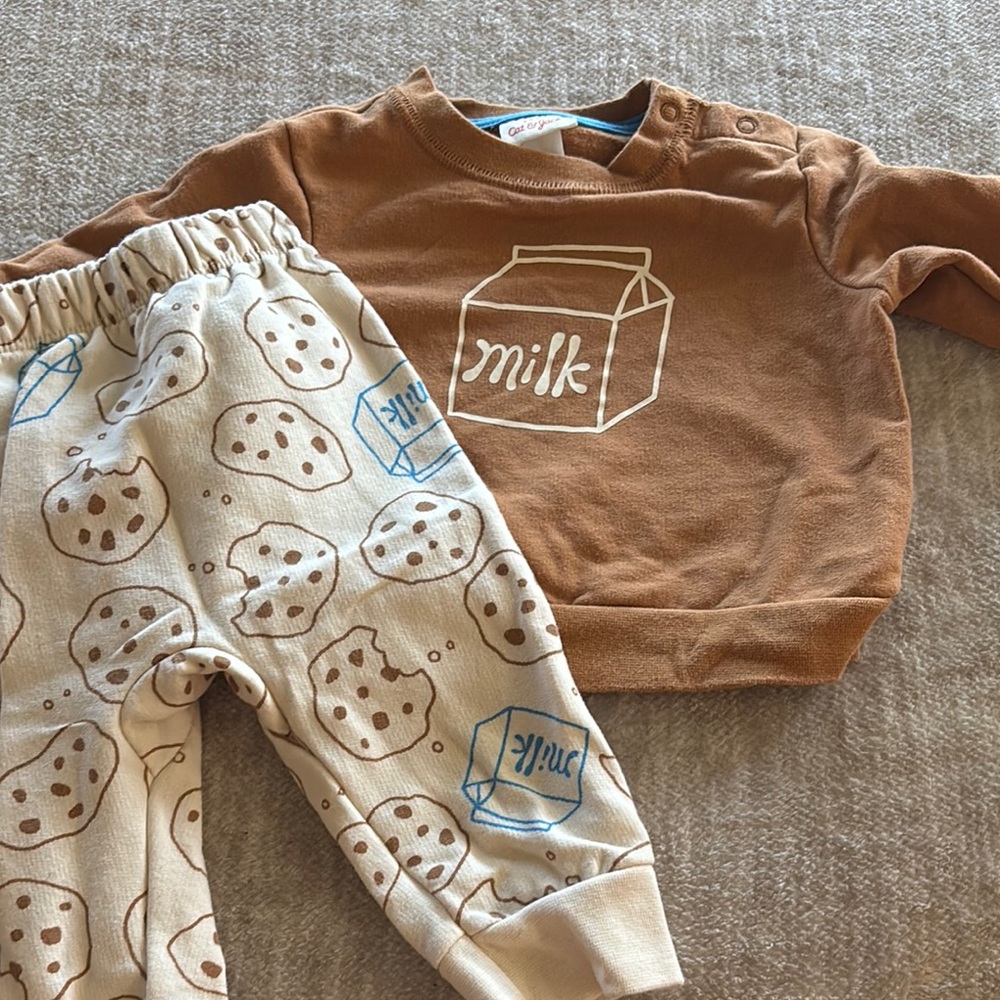 Cat & Jack Milk and Cookies Brown Baby Sweatshirt